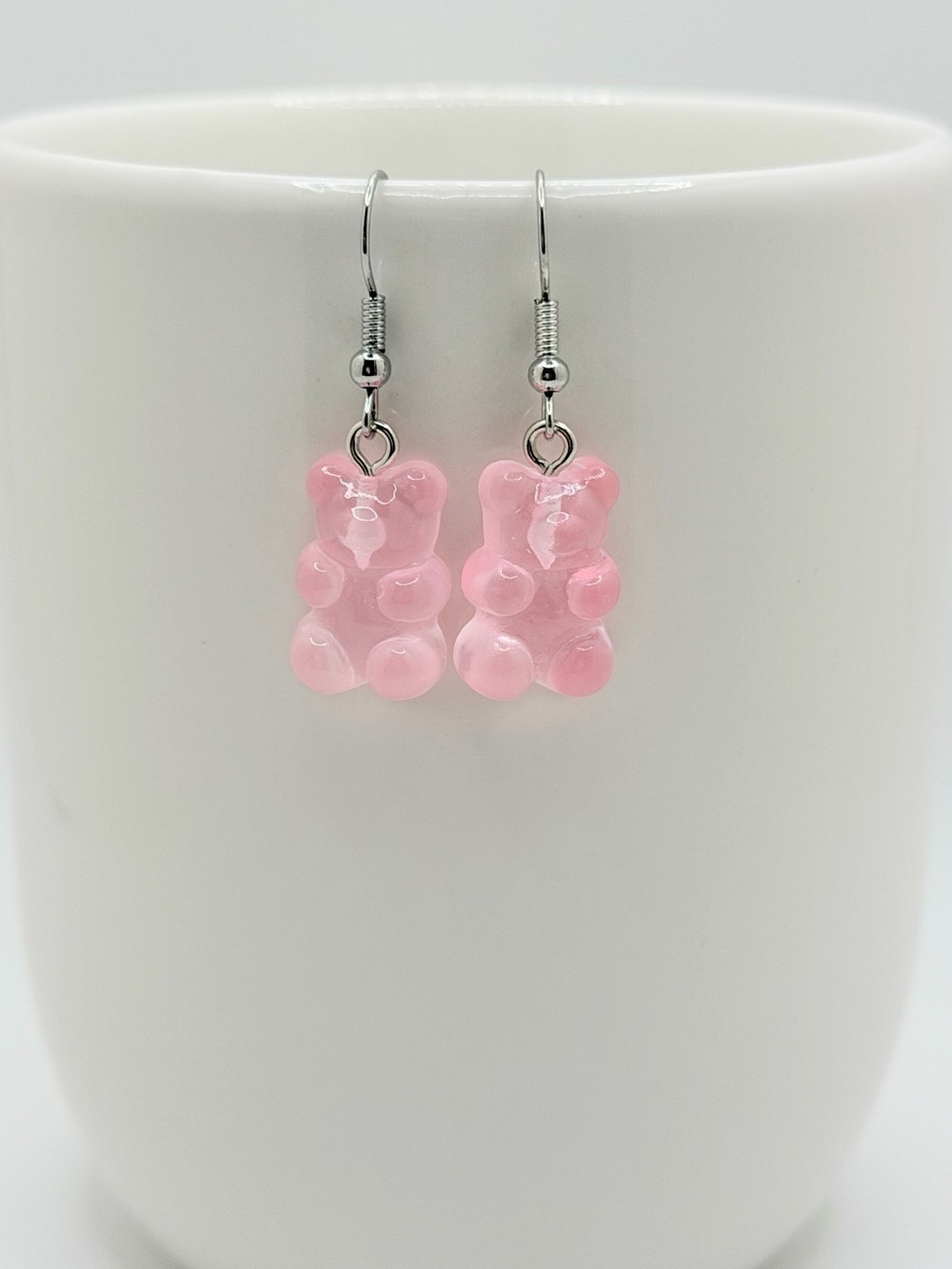 Pink Gummy Bear Earrings Handmade Festival Y2K Jewelry